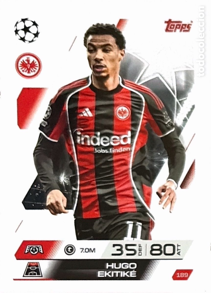Cromos de f&uacute;tbol: 189-. Hugo Ekitik&eacute; (Eintracht Frankfurt) MATCH ATTAX CHAMPIONS LEAGUE 2025/26