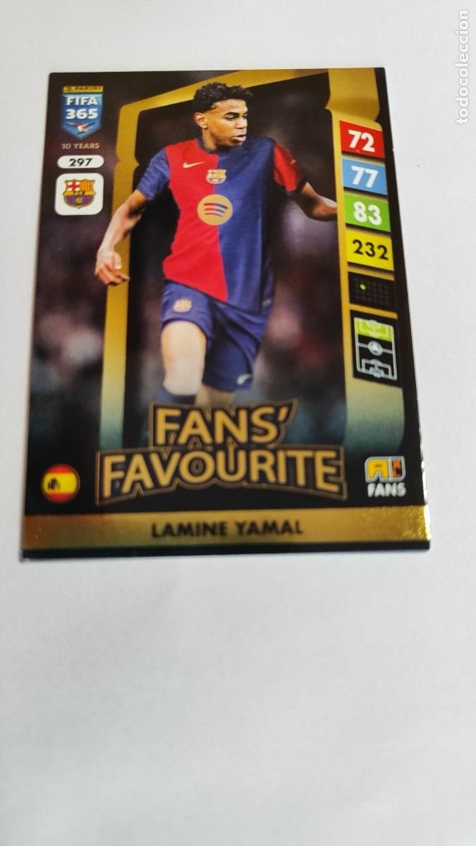 Cromos de f&uacute;tbol: ADRENALYN XL UCL FIFA 365 2025 CARD FANS&acute;FAVOURITE LAMINE YAMAL FC BARCELONA ## 297 PANINI
