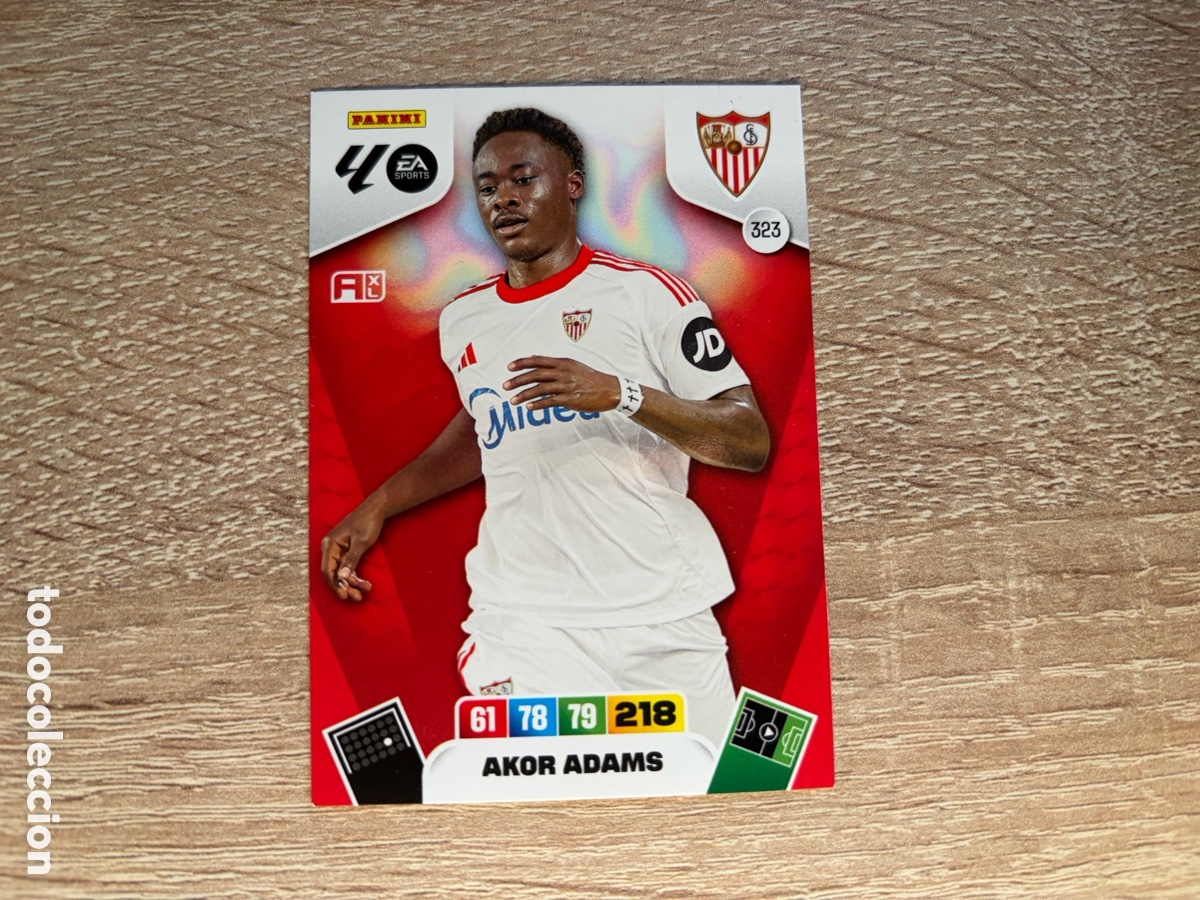 Cromos de f&uacute;tbol: 323 AKOR ADAMS ADRENALYN XL AXL 2025 2026 25 26 SEVILLA FC