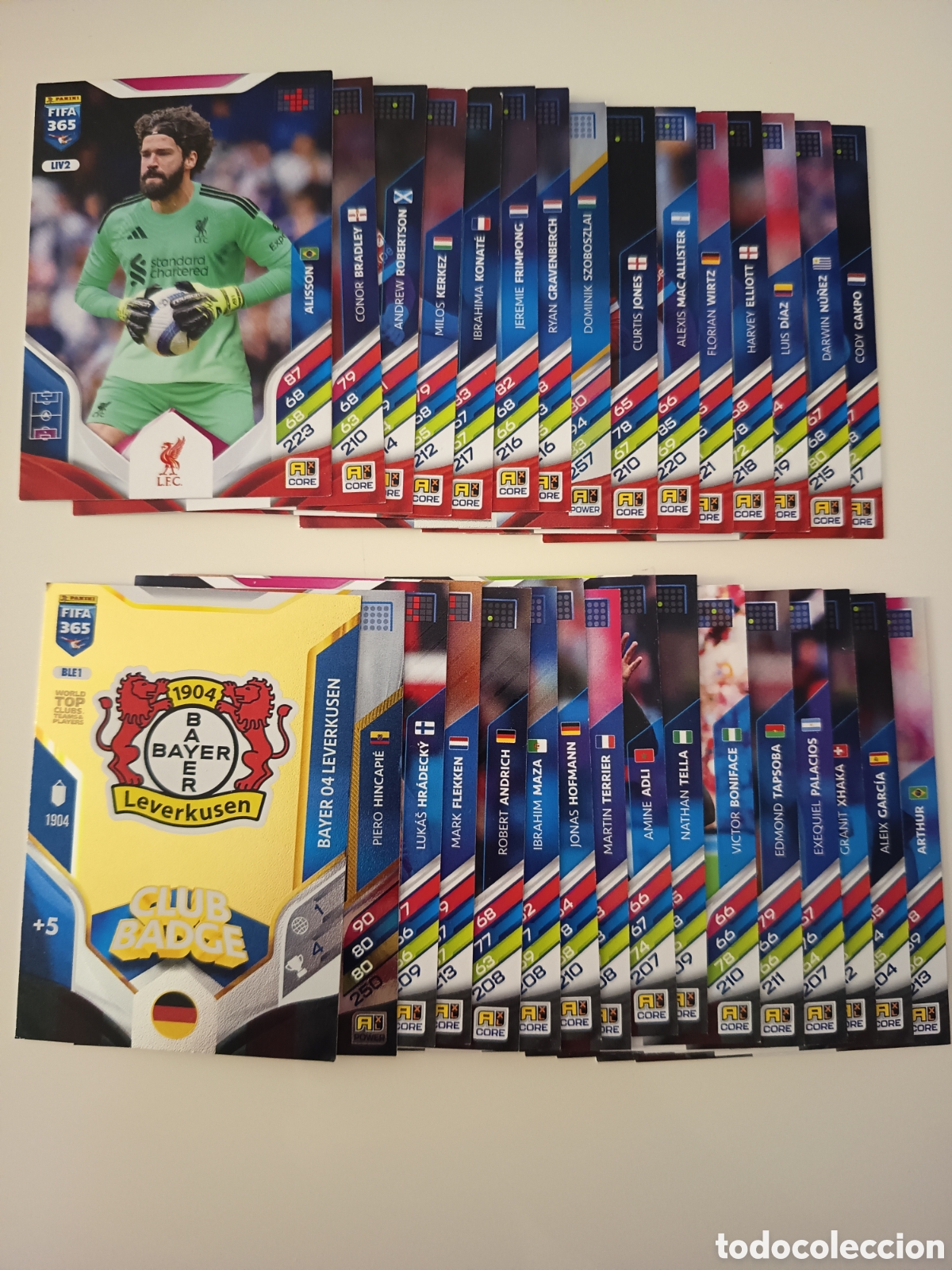 Cromos de f&uacute;tbol: Lote Liverpool y Bayer Leverkusen fifa 365