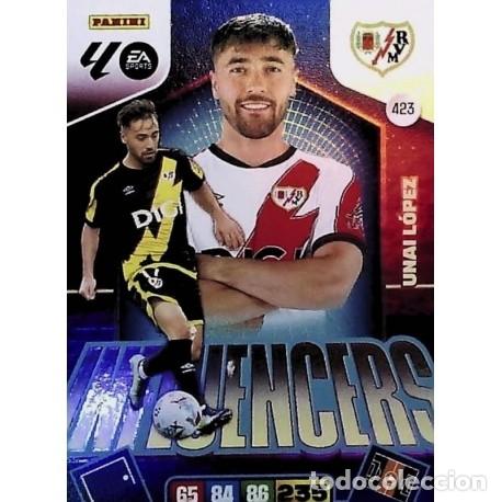 Cromos de f&uacute;tbol: Unai L&oacute;pez Influencers Rayo Vallecano 423 de Adrenalyn XL 25-26 2025-2026