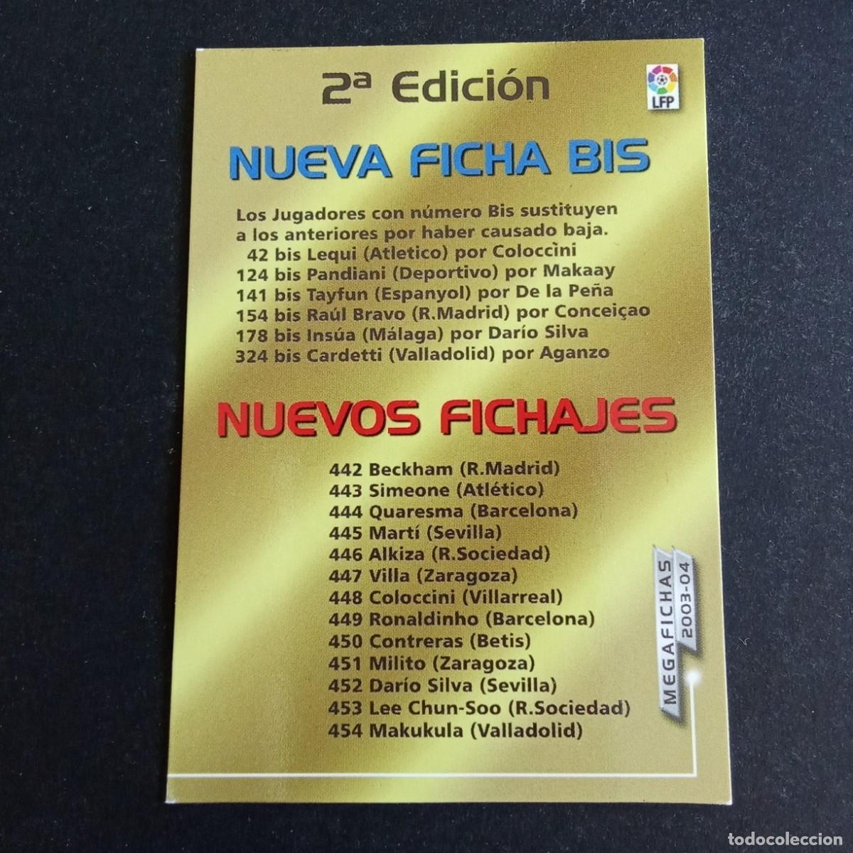 Cromos de f&uacute;tbol: INDICE 2&ordf; EDICION LIGA 2003 2004 03 04 MEGAFICHAS PANINI