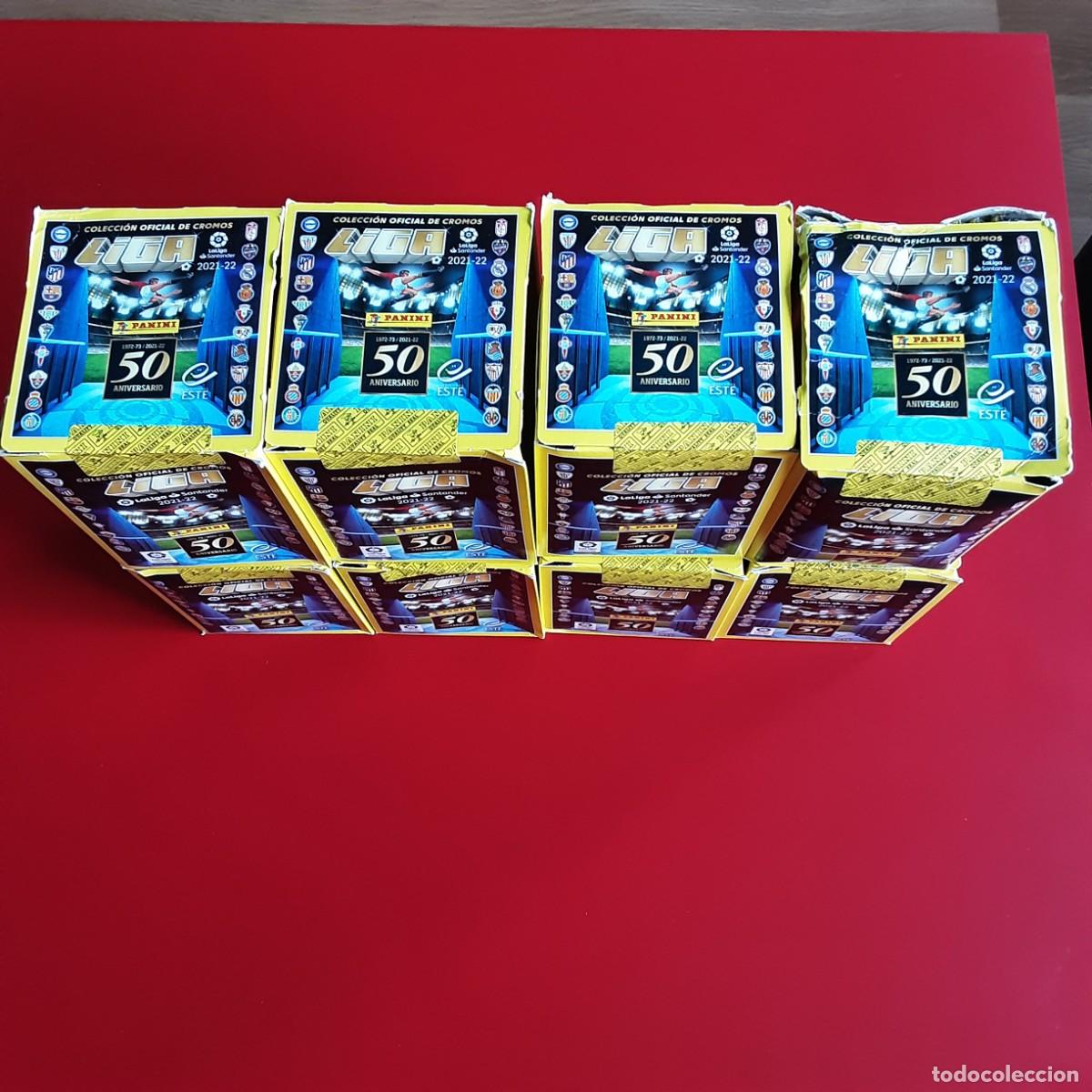 Cromos de f&uacute;tbol: LOTE 8 CAJAS SIN ABRIR LIGA 2021 2022 21 22 ESTE PANINI 50 ANIVERSARIO.MESSI????