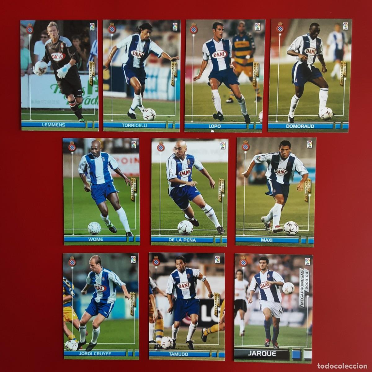 Cromos de f&uacute;tbol: EQUIPO COMPLETO ESPANYOL LIGA 2003 2004 03 04 MEGACRACKS MGK PANINI VERSION JAPONESA