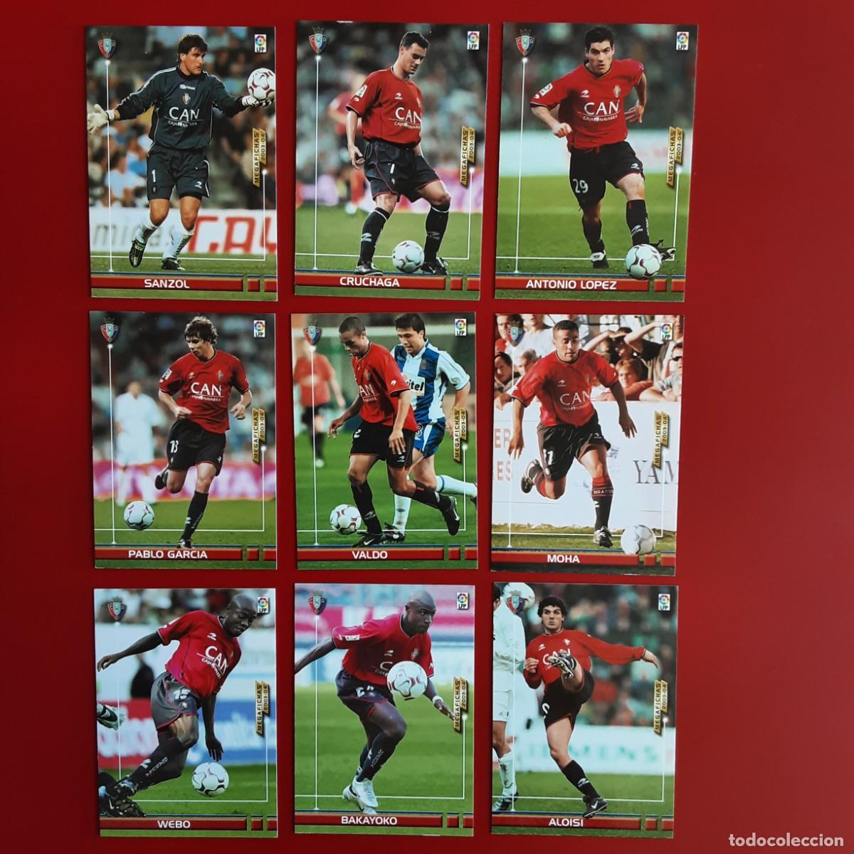 Cromos de f&uacute;tbol: EQUIPO COMPLETO BASICO OSASUNA LIGA 2003 2004 03 04 MEGACRACKS MGK PANINI VERSION JAPONESA