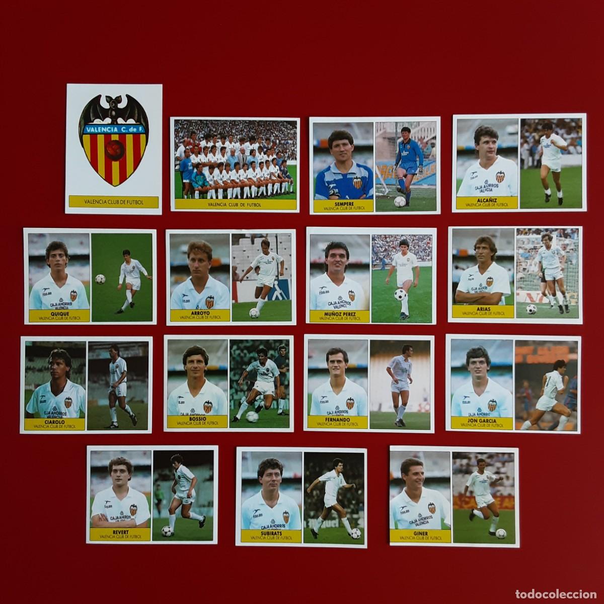 Cromos de f&uacute;tbol: EQUIPO COMPLETO VALENCIA EDITORIAL FESTIVAL 1987 1988 LIGA 87 88 NUNCA PEGADO