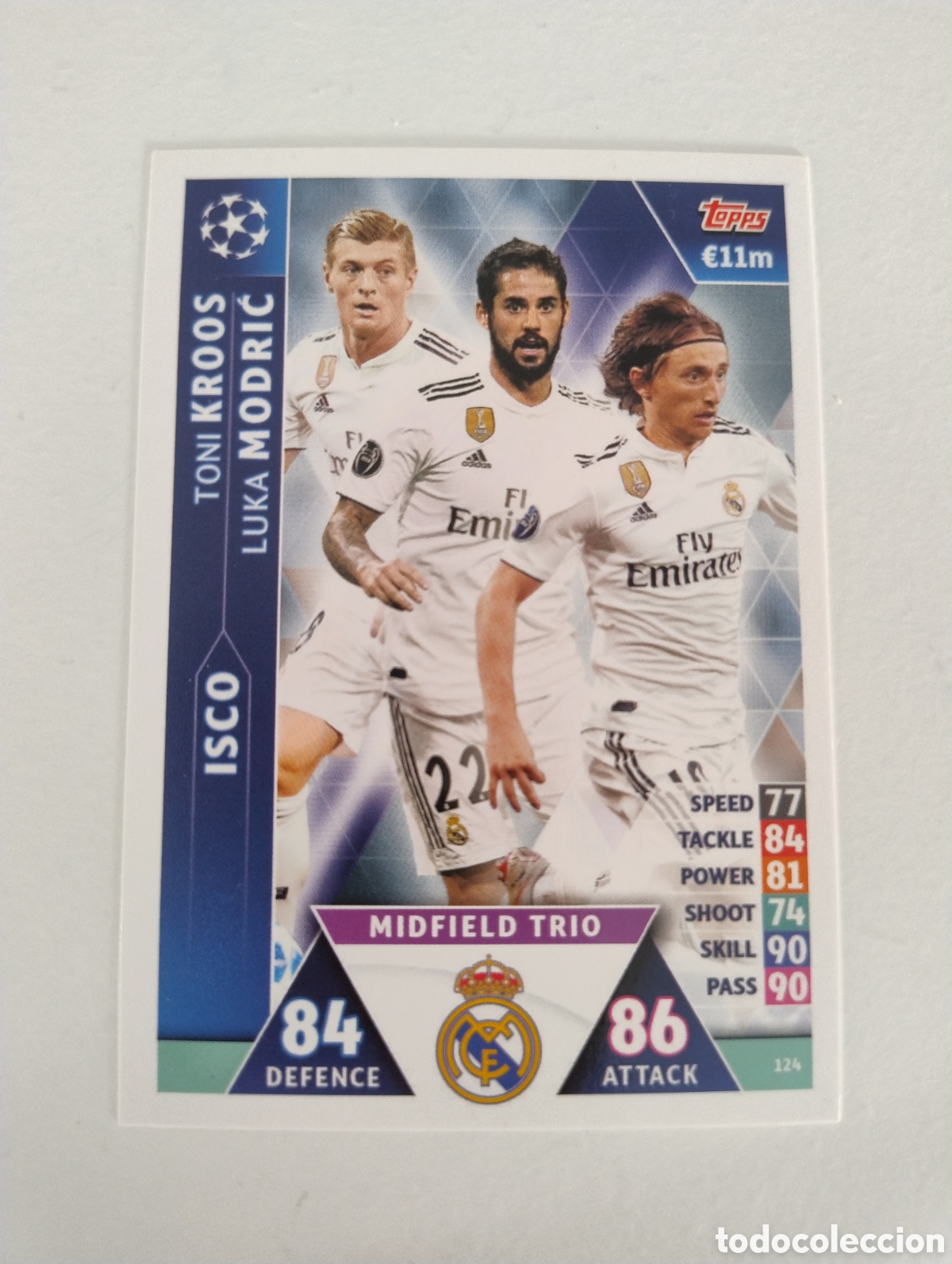 Cromos de f&uacute;tbol: 124 - Kroos, Modric e Isco - Real Madrid - Topps Match Attax 2018 - 19 Road to Madrid Midfield Trio