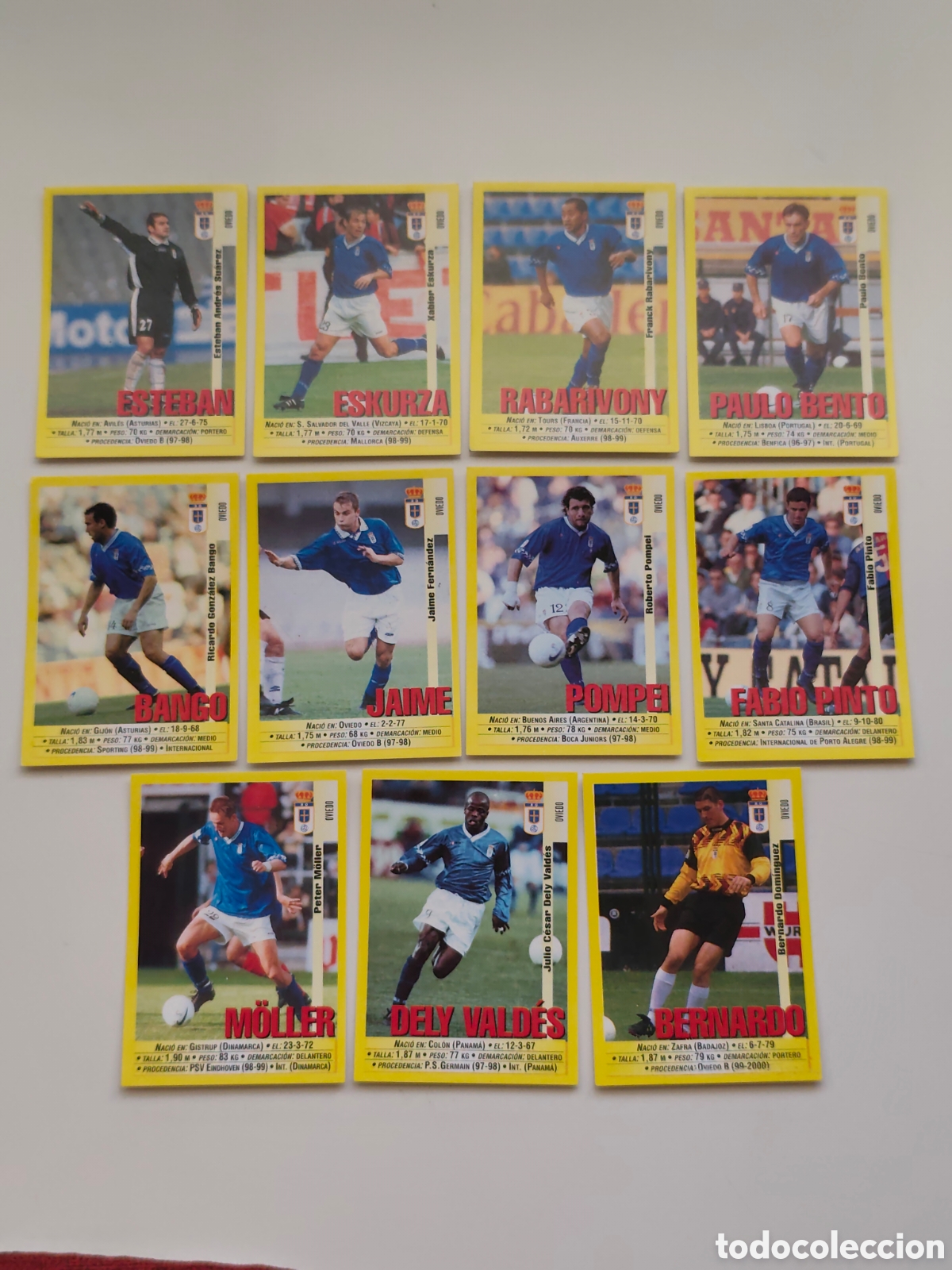 Football Stickers: 11 CROMOS SIN PEGAR REAL OVIEDO PANINI LIGA 1999 2000