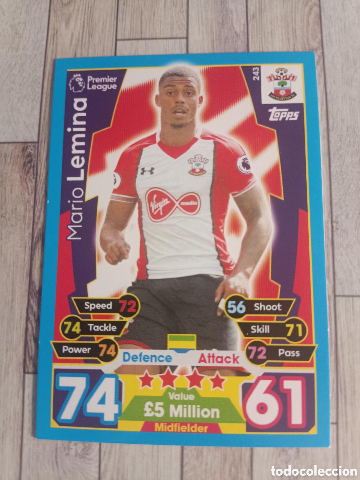 Cromos de f&uacute;tbol: 243 LEMINA SOUTHAMPTON MATCH ATTAX PREMIER LEAGUE 2017 2018 TOPPS 17 18