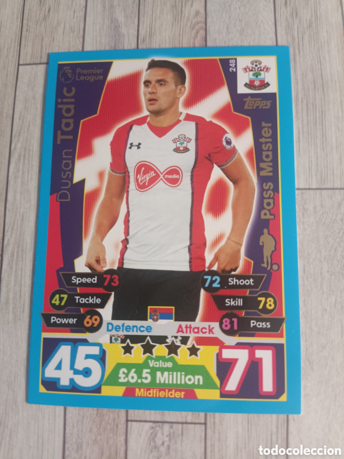 Cromos de f&uacute;tbol: 248 DUSAN TADIC PASS MASTER SOUTHAMPTON MATCH ATTAX PREMIER LEAGUE 2017 2018 TOPPS 17 18