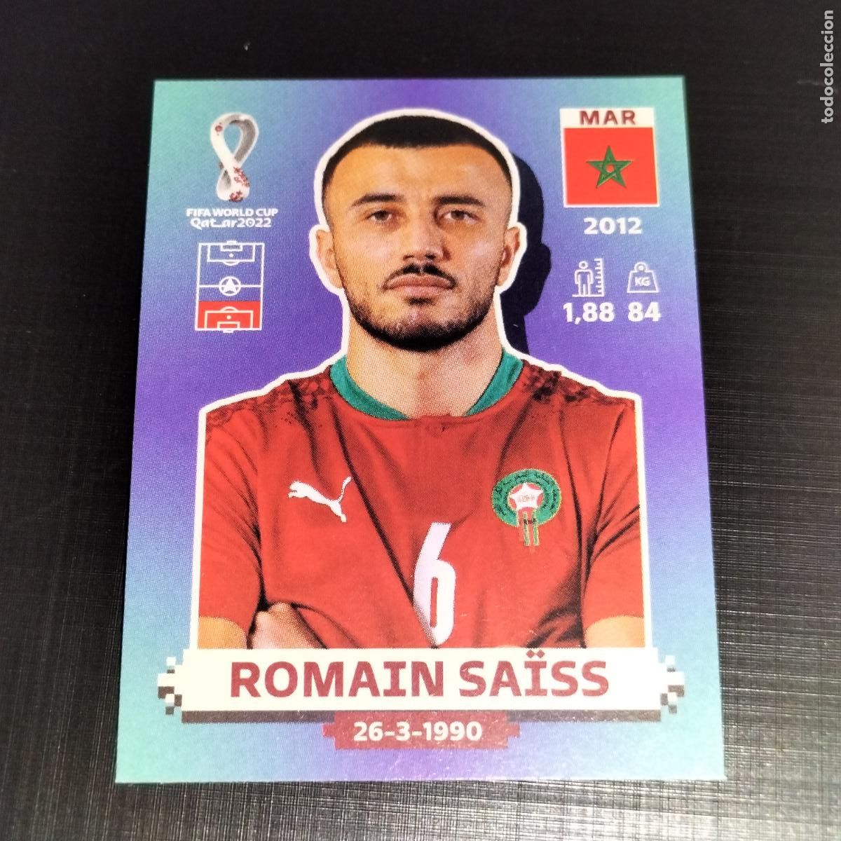 Cromos de f&uacute;tbol: MAR 9 ROMAIN SAISS MARRUECOS CROMOS STICKER MUNDIAL QTAR 22 2022 FIFA WORLD CUP PANINI