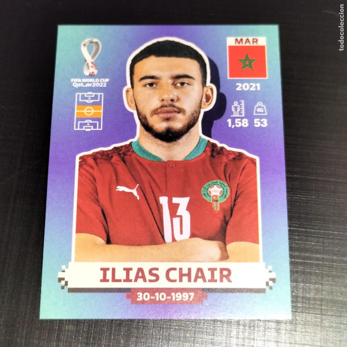 Cartes &agrave; collectionner de Football: MAR 13 ILIAS CHAIR MARRUECOS CROMOS STICKER MUNDIAL QTAR 22 2022 FIFA WORLD CUP PANINI