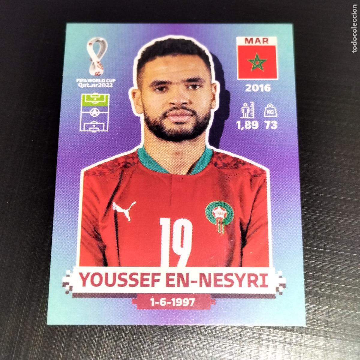 Cromos de f&uacute;tbol: MAR 17 YOUSSEF EN-NESYRI MARRUECOS CROMOS STICKER MUNDIAL QTAR 22 2022 FIFA WORLD CUP PANINI