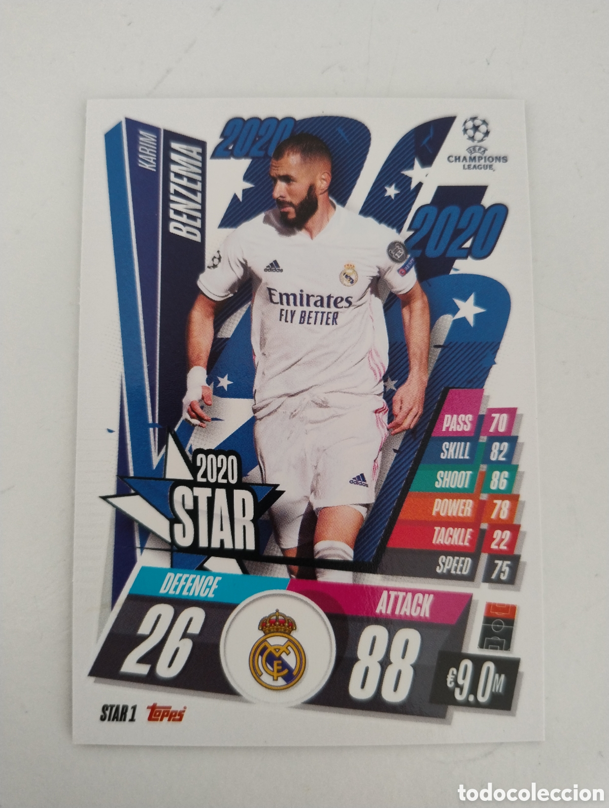 Cromos de f&uacute;tbol: STAR 1 - Benzema - Real Madrid - Topps Match Attax 2020 - 2021 Star