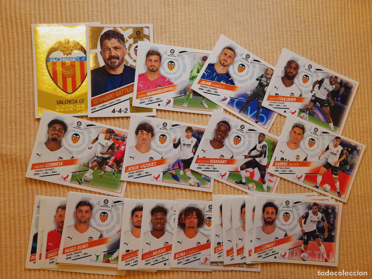 Cromos de f&uacute;tbol: LOTE 33 CROMOS VALENCIA CF (EQUIPO COMPLETO INCLUYE INVIERNO) LIGA 22-23 2022 2023 &Aacute;LBUM ESTE