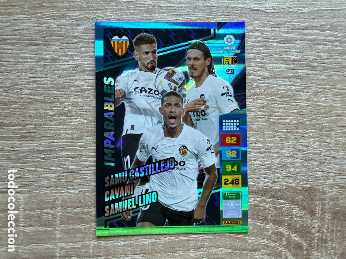 Cromos de f&uacute;tbol: 441 SAMU CASTILLEJO CAVANI SAMUEL LINO IMPARABLES ADRENALYN XL AXL 2022 2023 22 23 VALENCIA CF