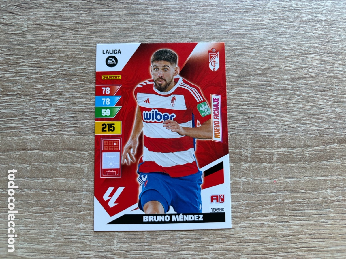 Cromos de f&uacute;tbol: 186BIS BRUNO M&Eacute;NDEZ NUEVO FICHAJE ADRENALYN XL AXL 2023 2024 23 24 GRANADA CF