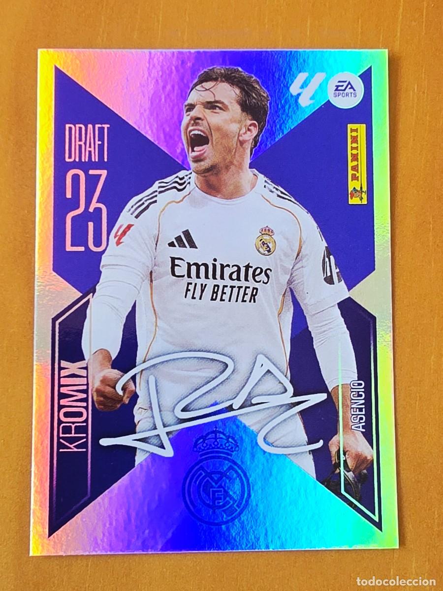 Cromos de f&uacute;tbol: K1 Ra&uacute;l Asencio, Real Madrid, Kromix Draft 23 aut&oacute;grafo, Panini Ediciones Liga Este 2026 2027 26 27