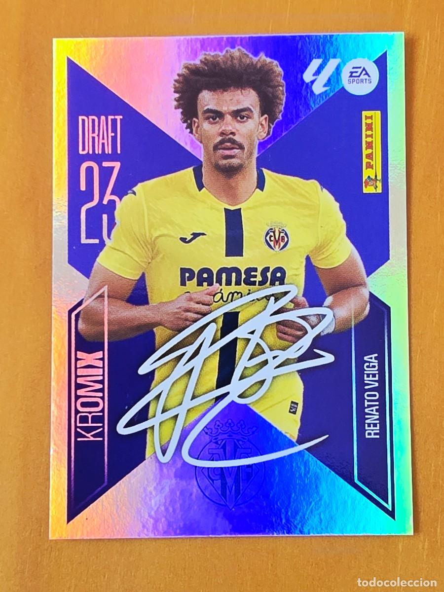 Cromos de f&uacute;tbol: K20 Renato Veiga, Villarre CF, Kromix Draft 23 aut&oacute;grafo, Panini Ediciones Liga Este 2026 2027 26 27