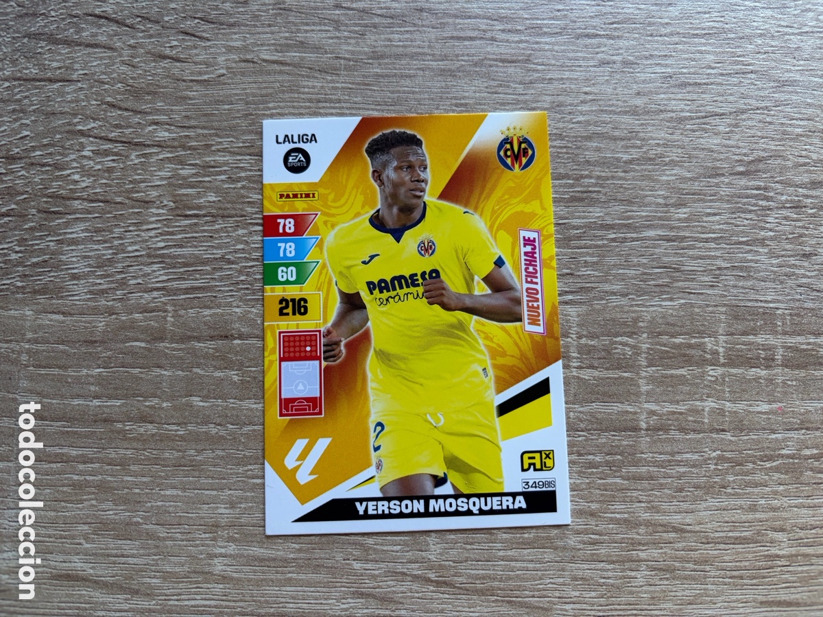 Cromos de f&uacute;tbol: 349BIS YERSON MOSQUERA NUEVO FICHAJE ADRENALYN XL AXL 2023 2024 23 24 VILLARREAL CF