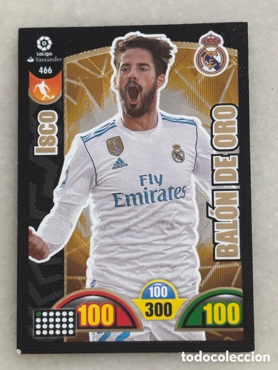 Football Stickers: Ficha Cromo f&uacute;tbol Adrenaline Isco Real Madrid 2017 2018
