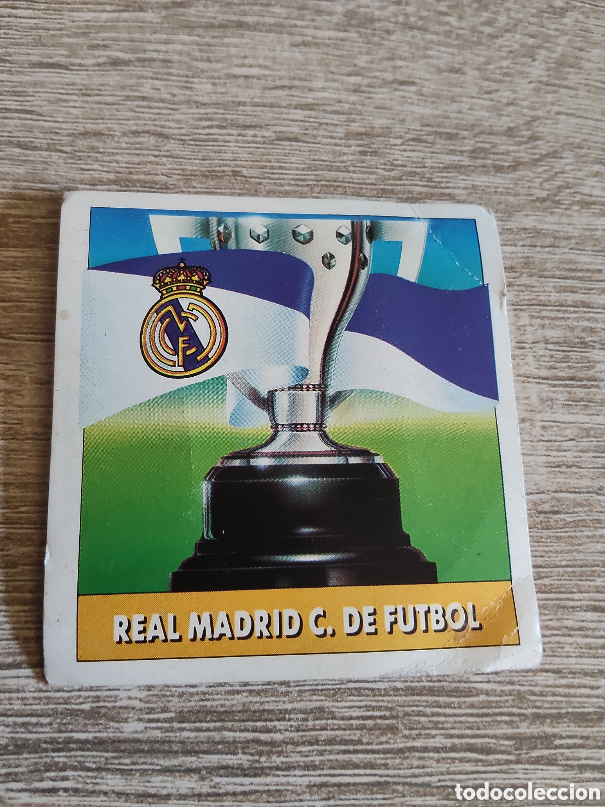Cromos de f&uacute;tbol: Escudo y bandera Real Madrid liga 1992 1993 92 93 ediciones este
