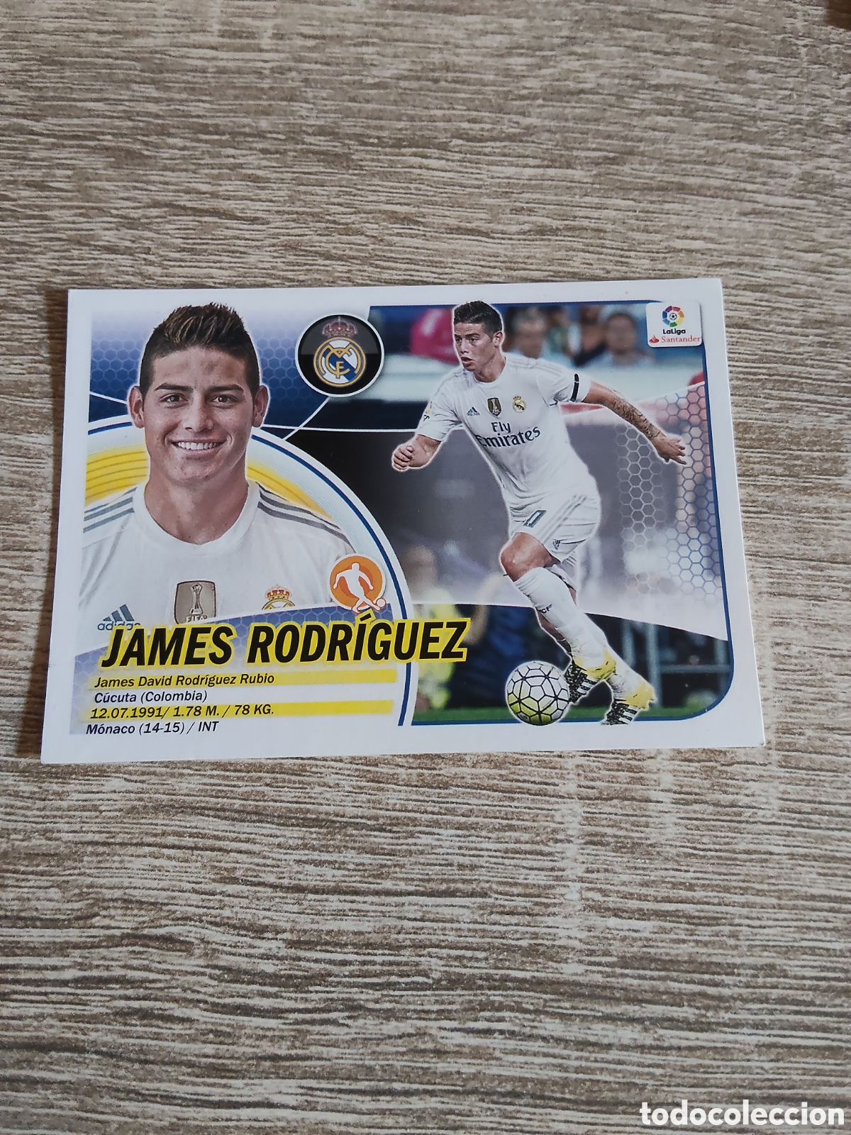 Cromos de f&uacute;tbol: James Rodr&iacute;guez Real Madrid logo Santander liga 2016 2017 16 17 ediciones este