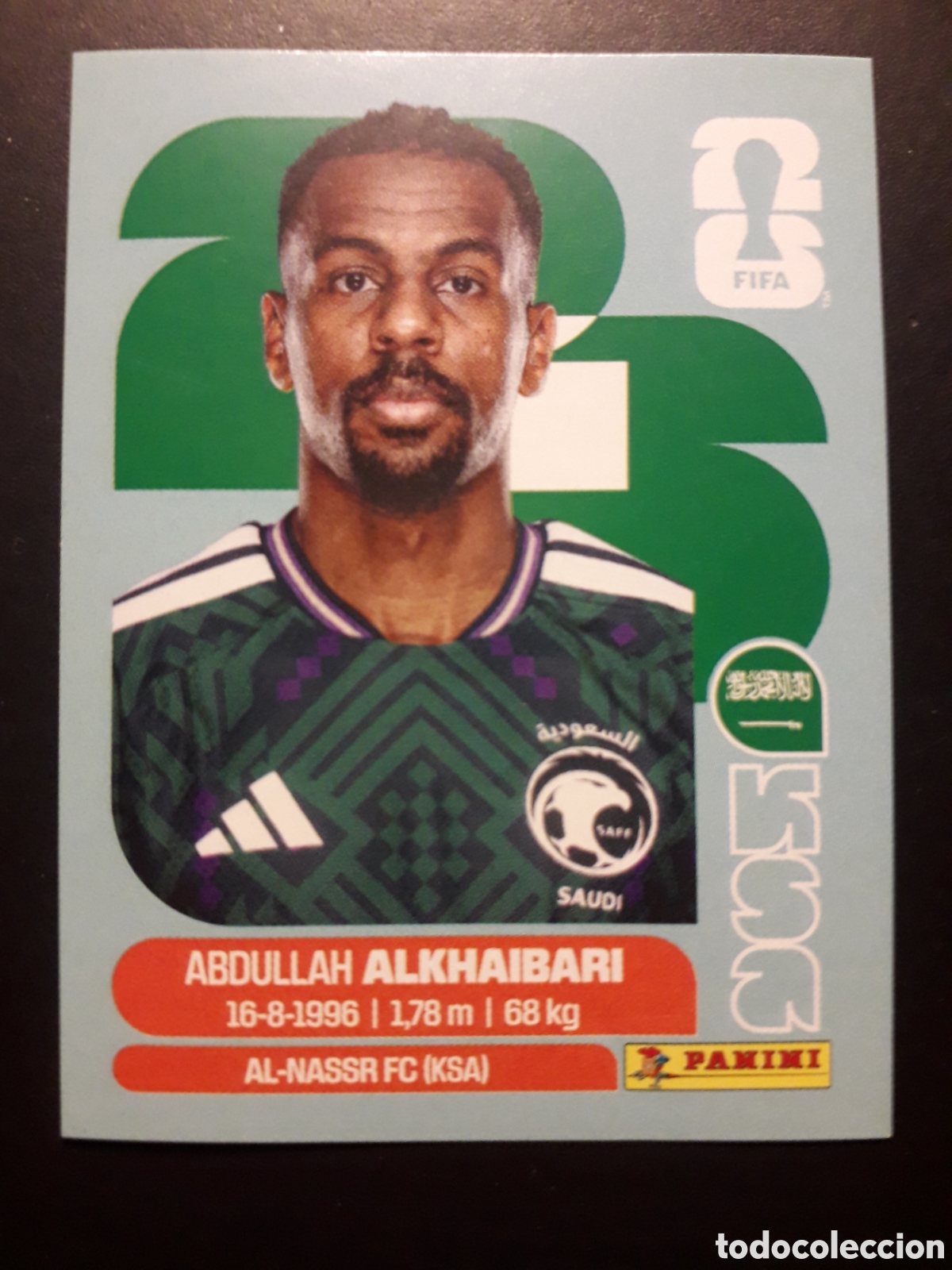Cromos de f&uacute;tbol: ALKHAIBARI ARABIA SAUD&Iacute; KSA 11 MUNDIAL F&Uacute;TBOL 2026 FIFA WORLD CUP PANINI SIN PEGAR PEDIDO M&Iacute;NIMO 3&euro;.