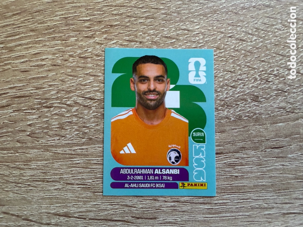 Cromos de f&uacute;tbol: KSA 3 ABDULRAHMAN ALSANBI PANINI STICKER FIFA WORLD CUP 2026 26 ARABIA SAUD&Iacute; SAUDI ARABIA