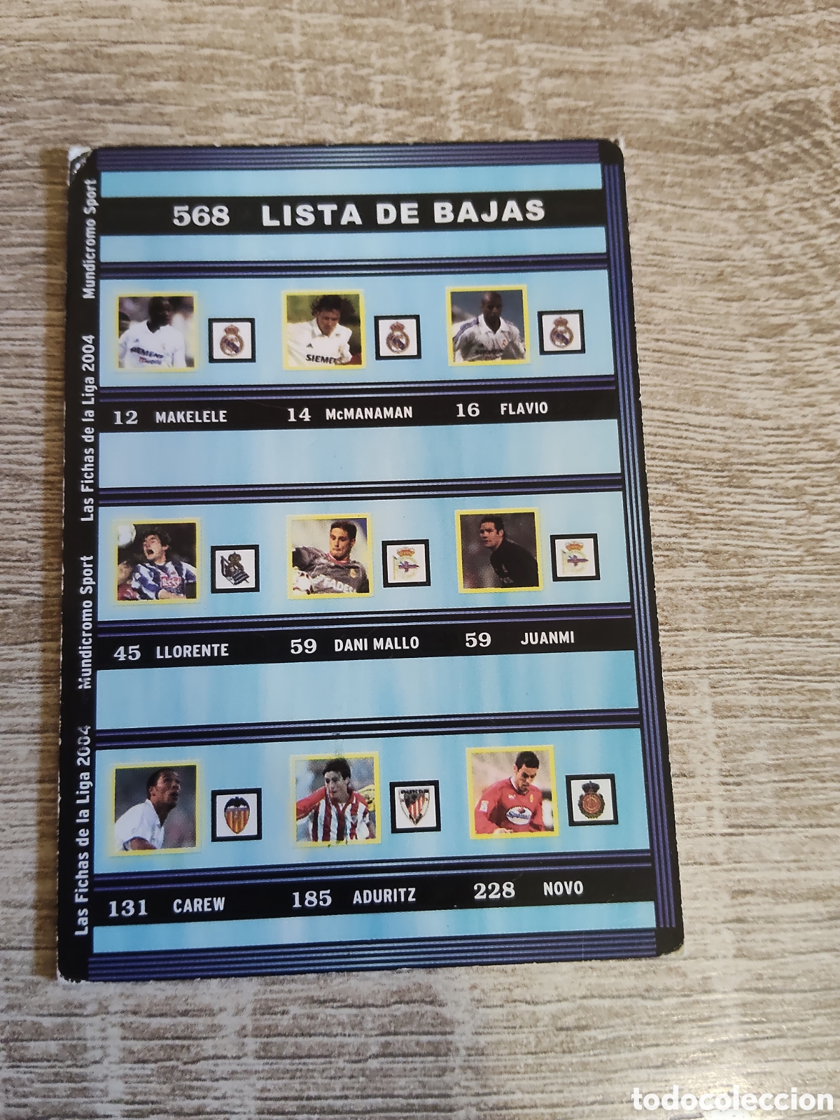 Fu&szlig;ball-Sticker: Mundicromo las fichas de la liga 2004 568 lista de bajas