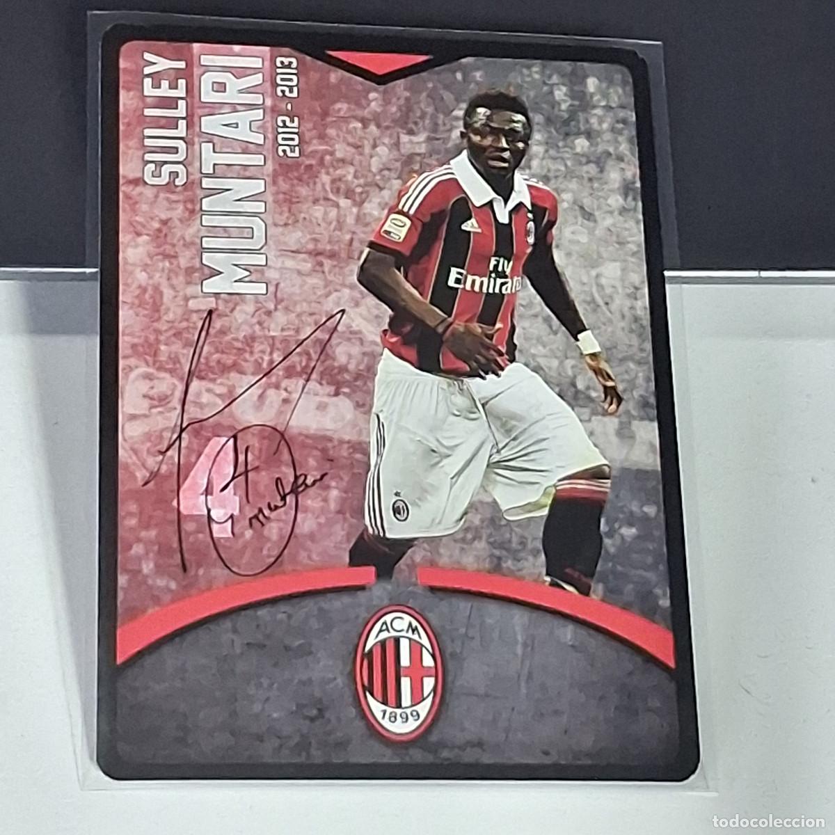 Figurine di Calcio: D4 4 SULLEY MUNTARI SIGNED FIRMA AC MILAN 2012-2013 12 13 TOUCH PLAYERS CARDS PREZIOSI CARTAMUNDI
