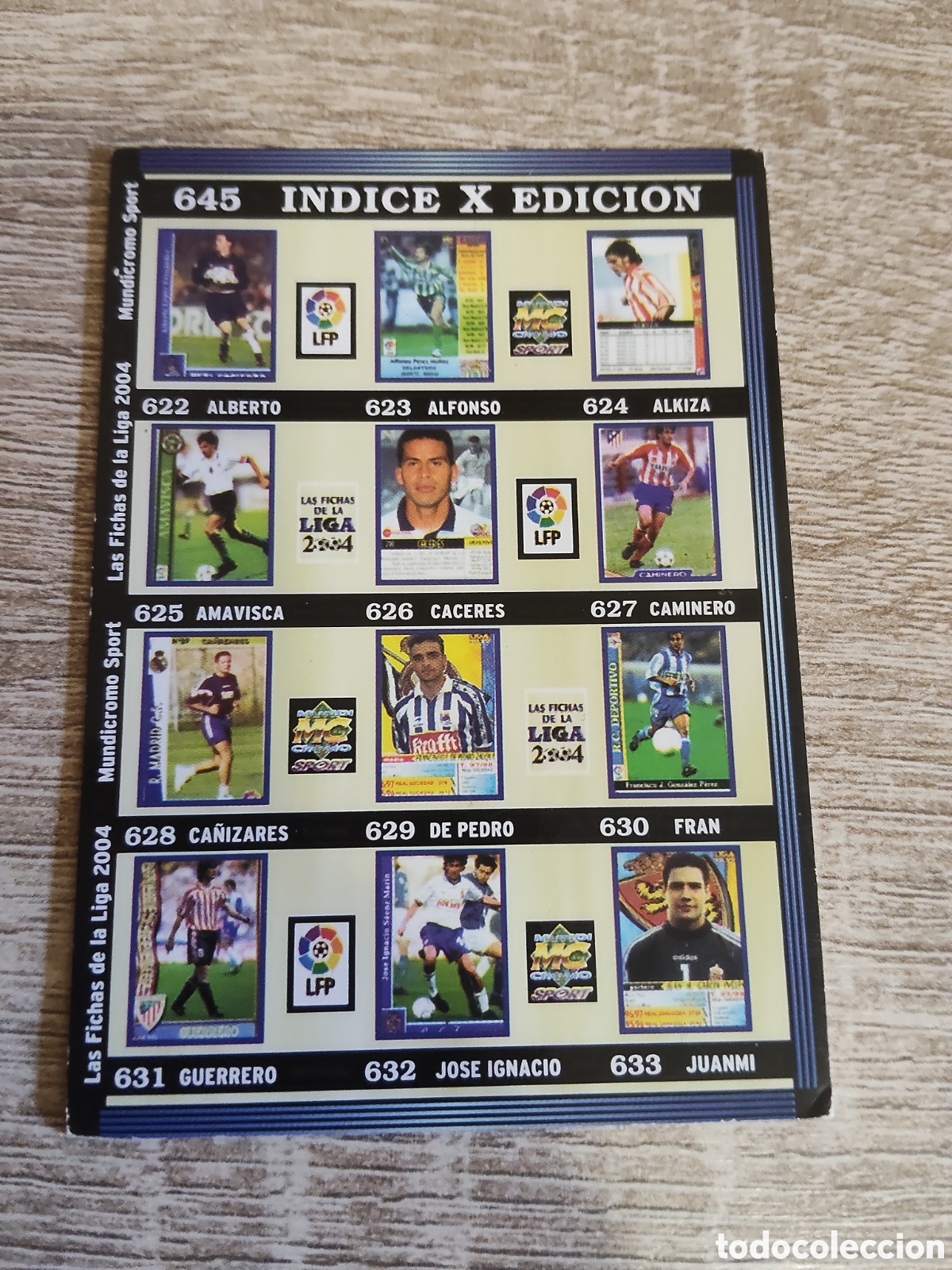 Fu&szlig;ball-Sticker: Mundicromo las fichas de la liga 2004 645 &Iacute;ndice X edicion