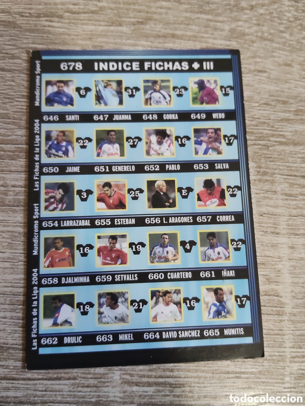 Cromos de f&uacute;tbol: Mundicromo las fichas de la liga 2004 678 &Iacute;ndice fichas+III