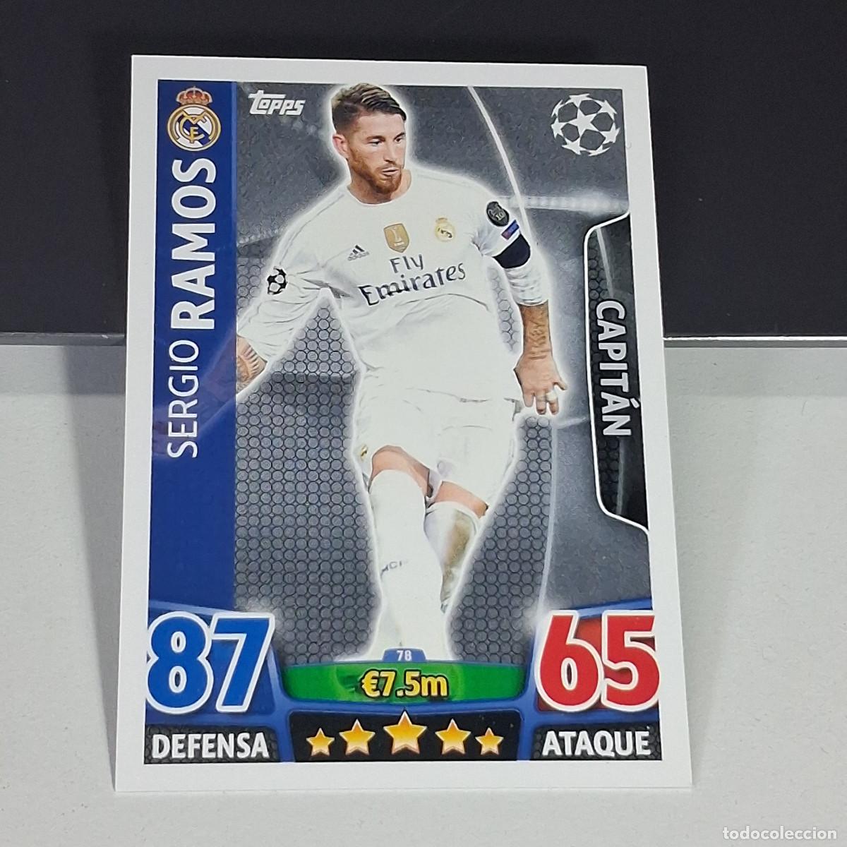 Cromos de f&uacute;tbol: D6 78 SERGIO RAMOS CAPITAN REAL MADRID CROMOS UEFA CHAMPIONS LEAGUE TOPPS ATTAX 15 16 2015 2016