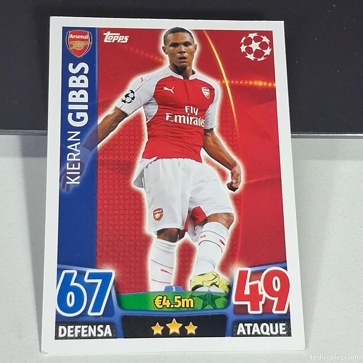 Cromos de f&uacute;tbol: D6 3 KIERAN GIBBS ARSENAL CARDS UEFA CHAMPIONS LEAGUE TOPPS ATTAX 15 16 2015 2016