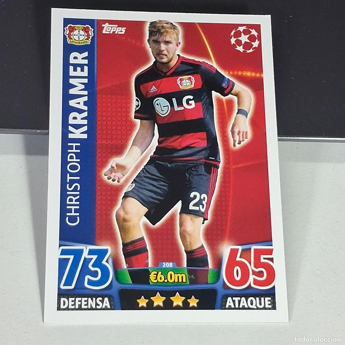 Cromos de f&uacute;tbol: D6 208 CHRISTOPH KRAMER BAYER LEVERKUSEN CARDS UEFA CHAMPIONS LEAGUE TOPPS ATTAX 15 16 2015 2016