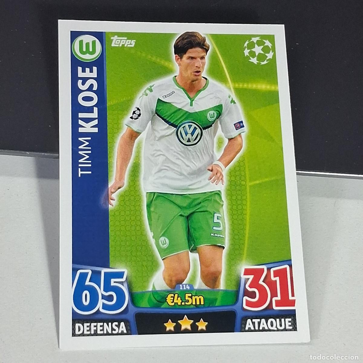 Cromos de f&uacute;tbol: D6 114 TIMM KLOSE WOLFSBURGO CARDS UEFA CHAMPIONS LEAGUE TOPPS ATTAX 15 16 2015 2016