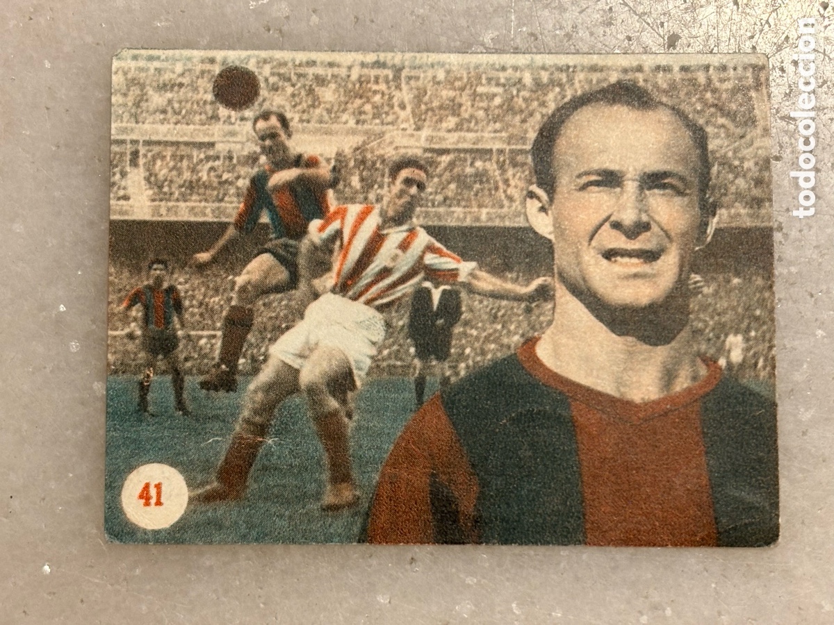 Football Stickers: Cromo f&uacute;tbol C&eacute;sar Barcelona, escenas deportivas. Fer 1953.