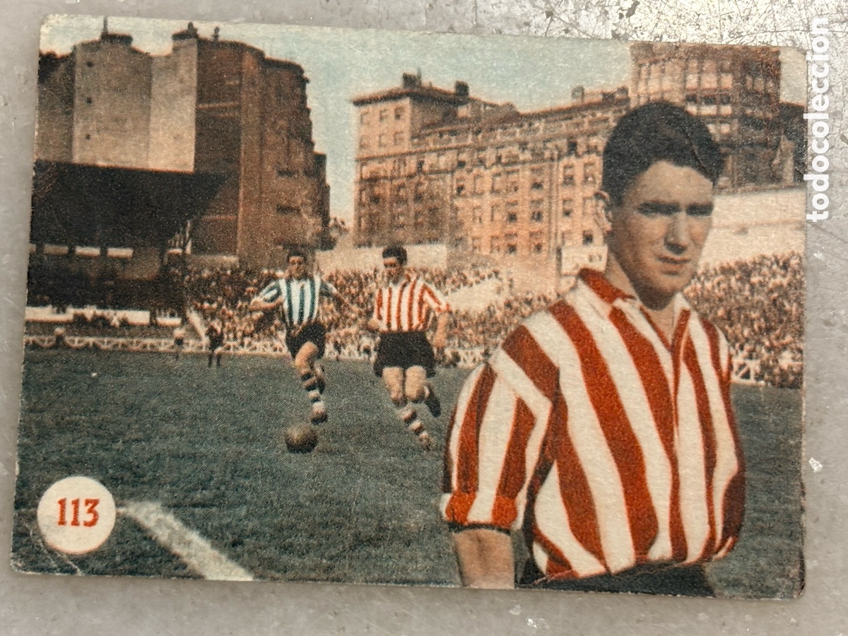 Football Stickers: Cromo f&uacute;tbol Arteche Bilbao escenas deportivas Fer 1953