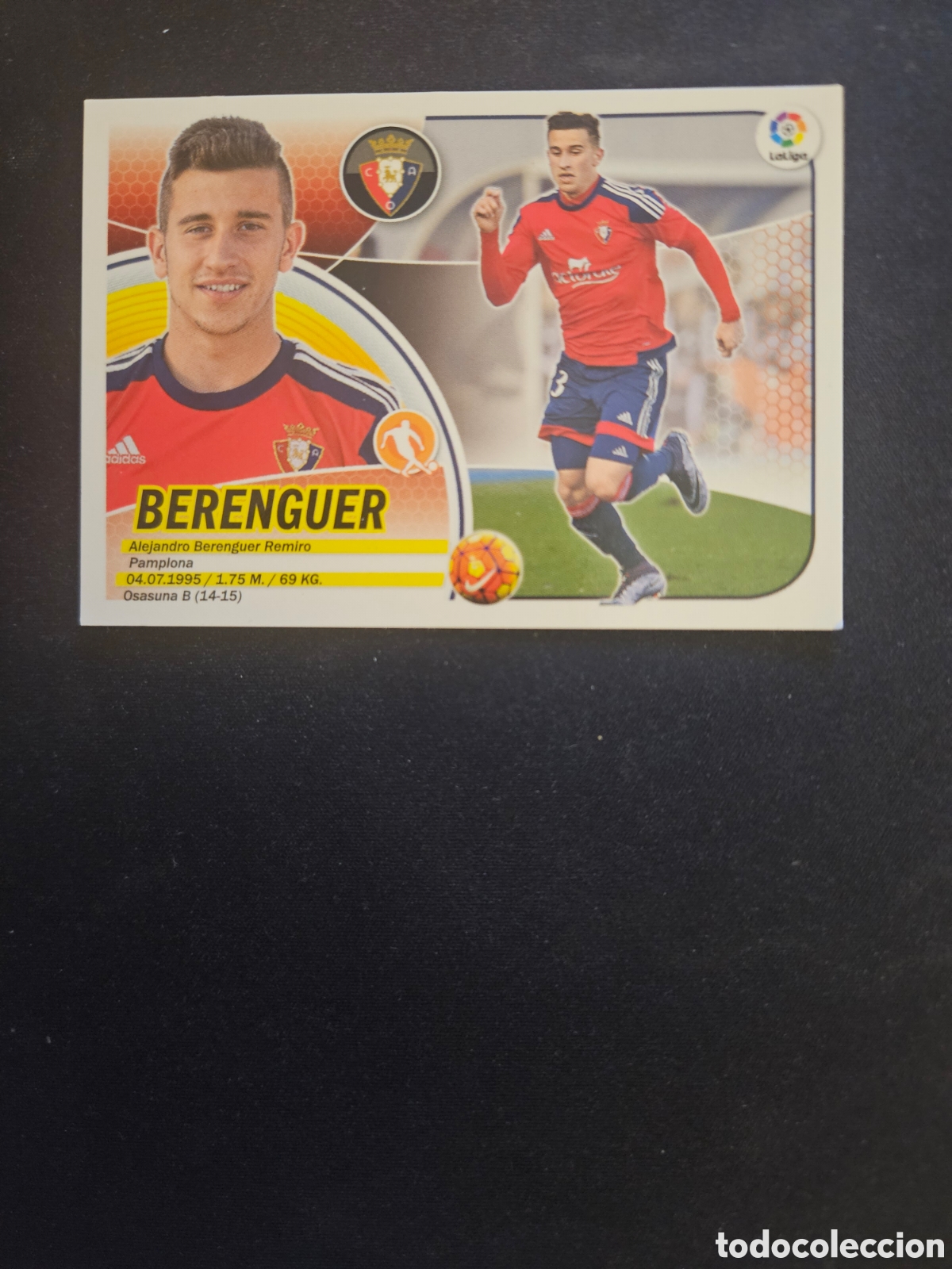 Cartes &agrave; collectionner de Football: BERENGUER N&ordm; 13 OSASUNA &ndash; LIGA ESTE 2016-17 PANINI 1/4