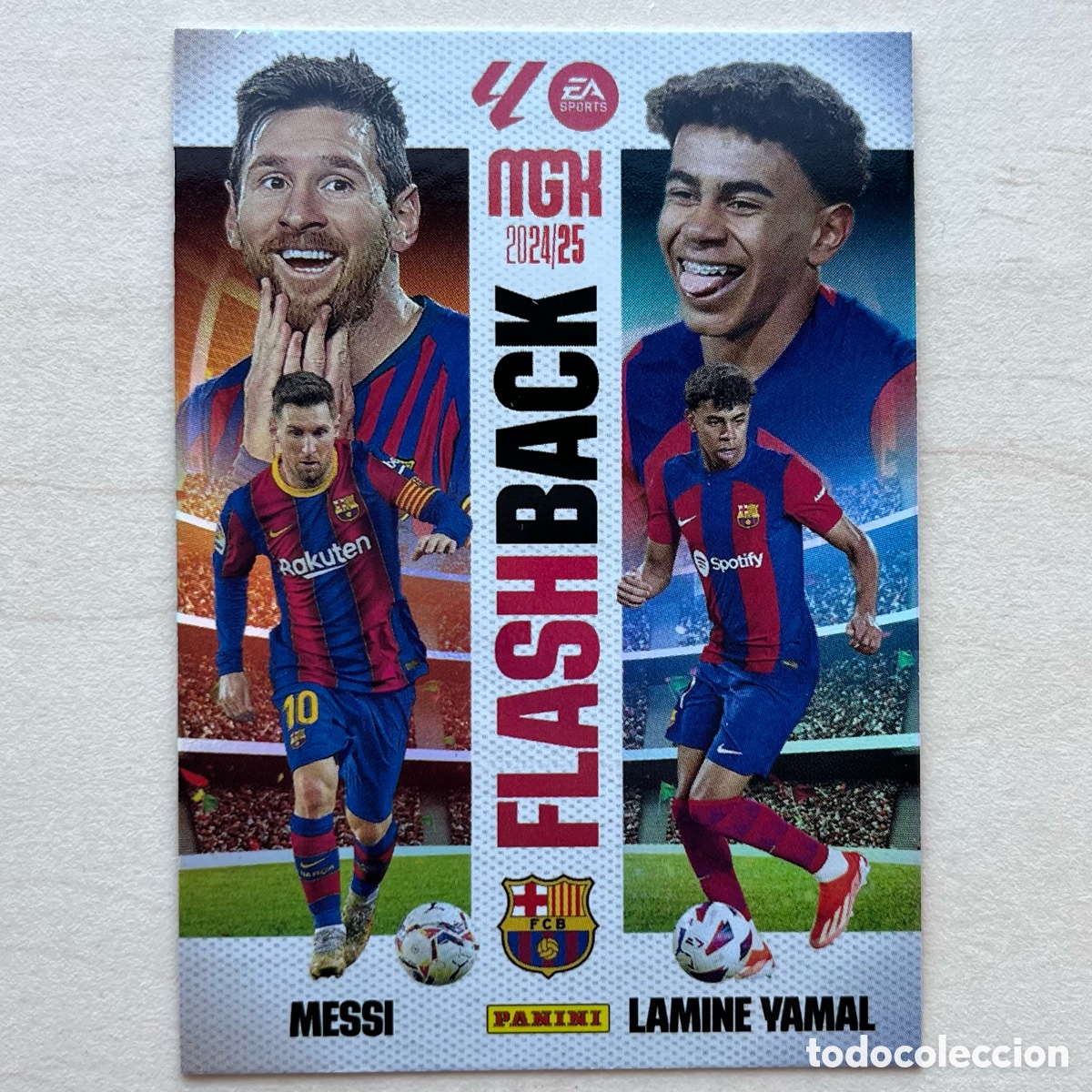 Cromos de f&uacute;tbol: Lamine Yamal & Messi Flashback Megacracks 2024-25 - FC Barcelona