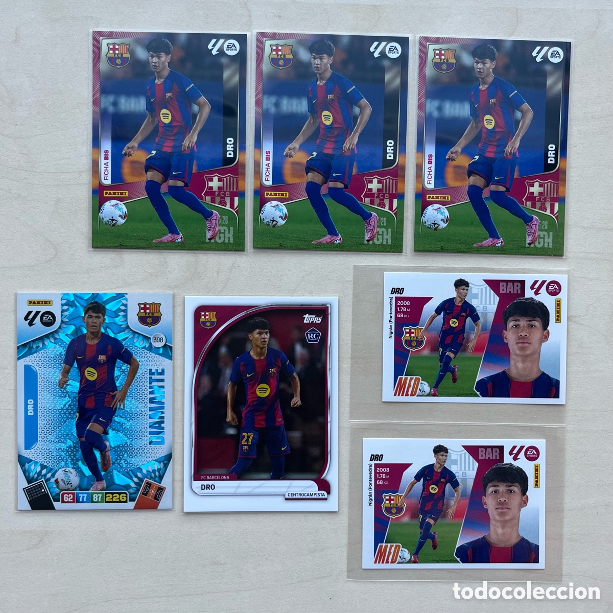 Figurine di Calcio: Lote 7 Dro Rookies (Megacracks, Liga Este, Topps Set & Adrenalyn) 2025-26 - FC Barcelona