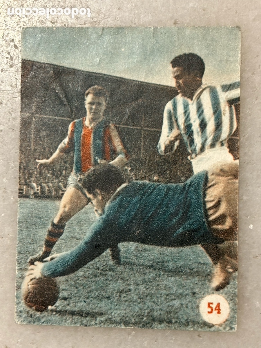 Cromos de f&uacute;tbol: Cromo f&uacute;tbol Kubala, Barcelona, &aacute;lbum escenas deportivas 1953