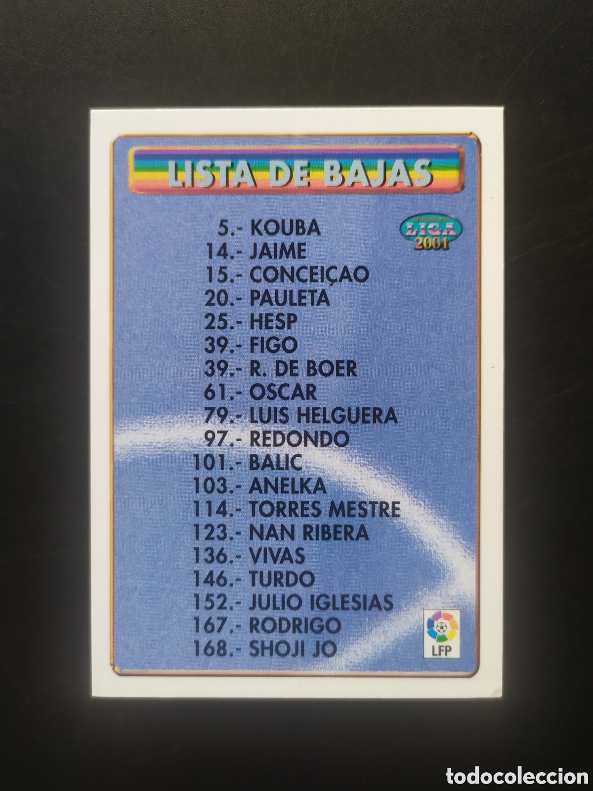 Cromos de f&uacute;tbol: Mundicromo fichas liga 2000 2001 00 01 lista bajas n&deg; 457
