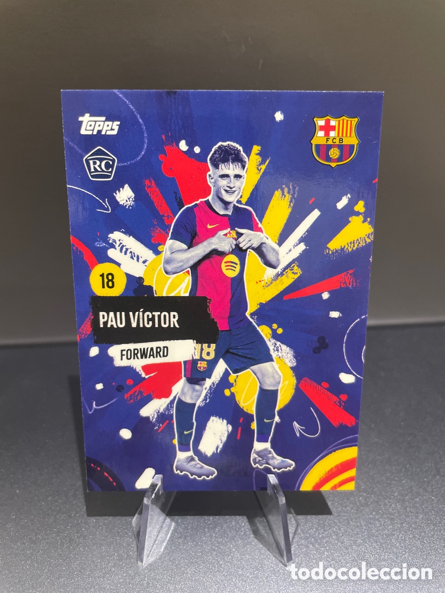 Cromos de f&uacute;tbol: Pau Victor 29 Rookie Prizm Rumba FC Barcelona Team Set Topps 2024-25