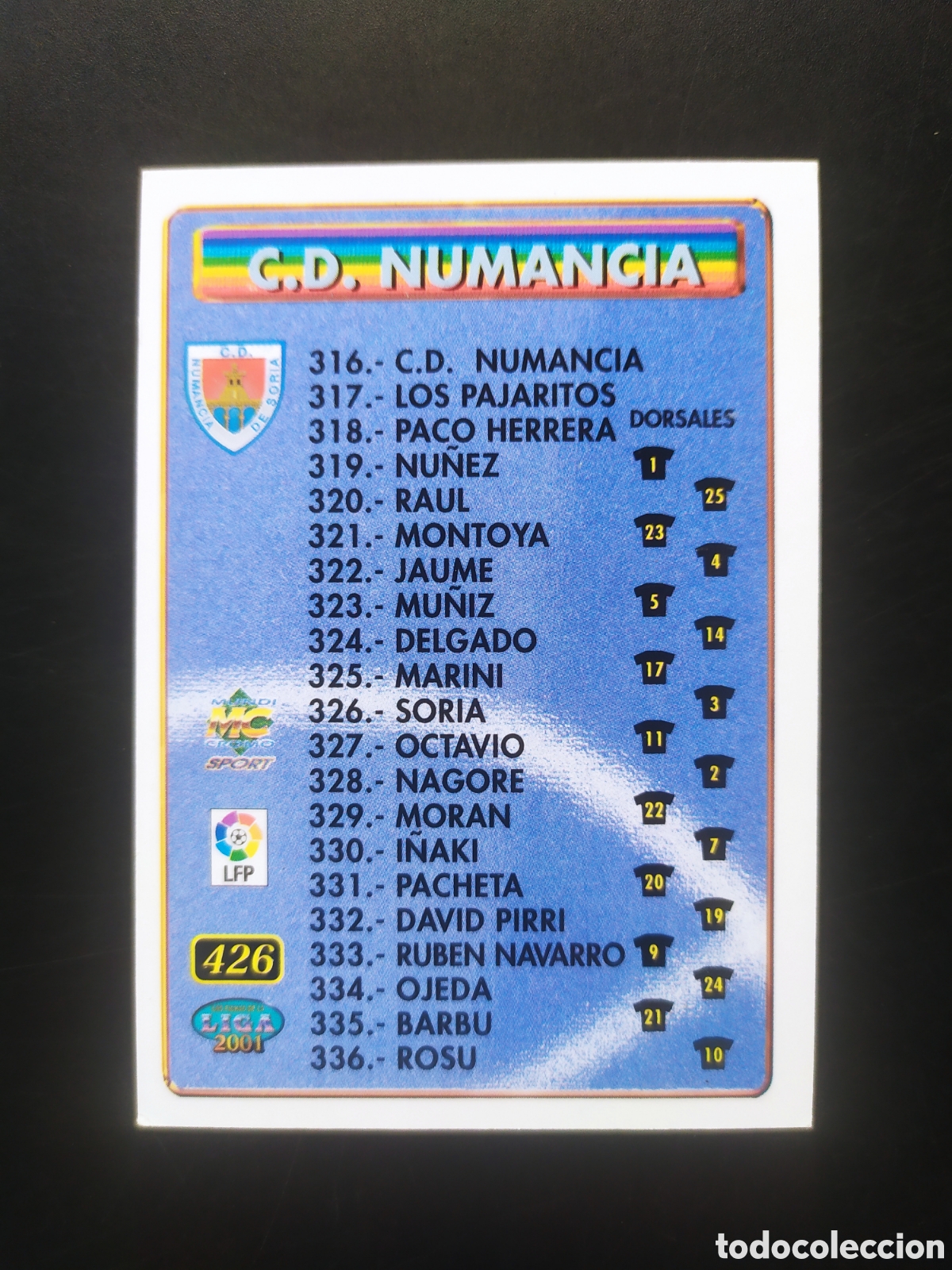 Football Stickers: Mundicromo fichas liga 2000 2001 00 01 indice n&deg; 426 Alaves Numancia