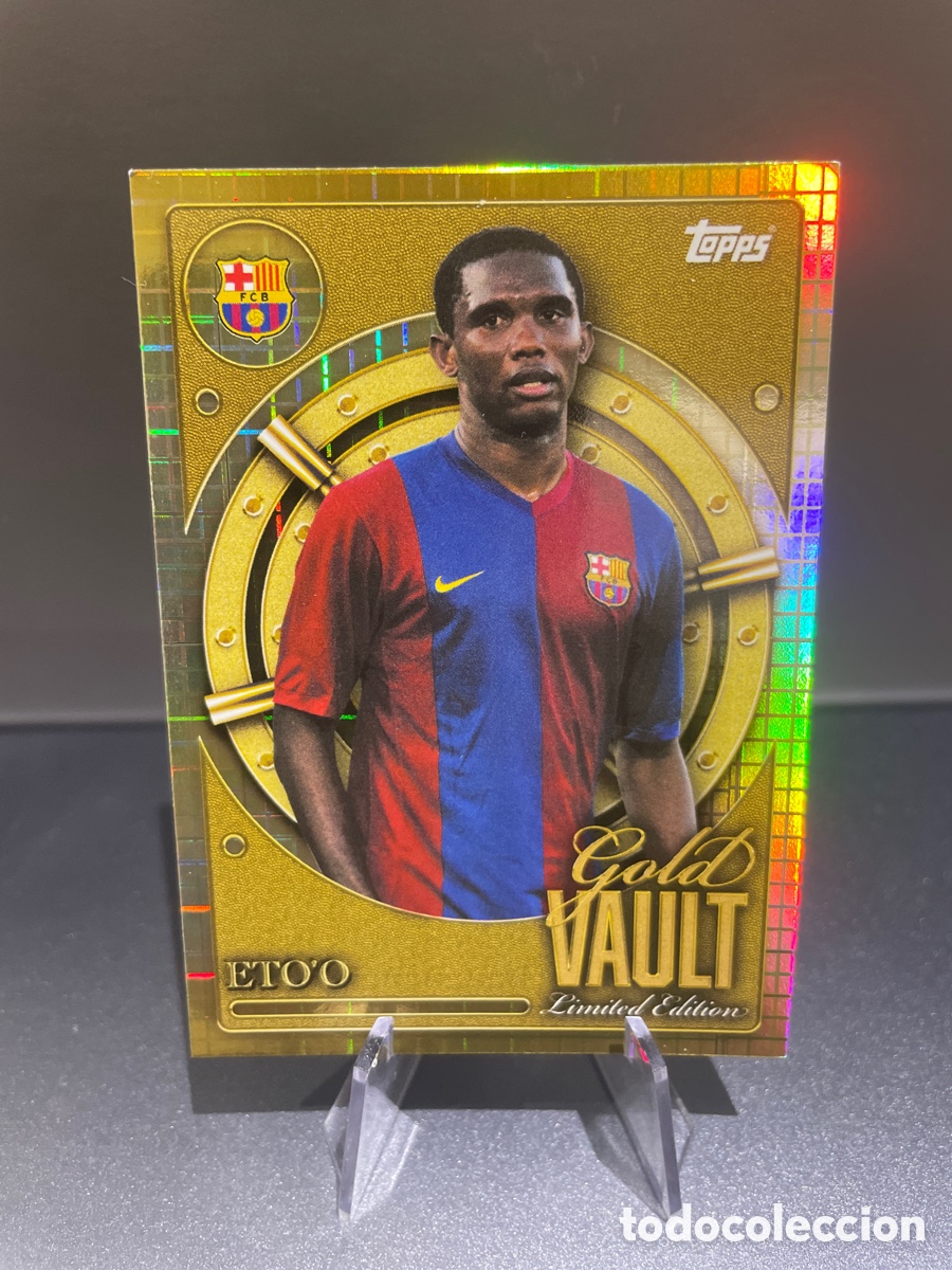 Cromos de f&uacute;tbol: Eto&rsquo;o GV-10 Gold Vault Topps FC Barcelona Tin Set 2025-26