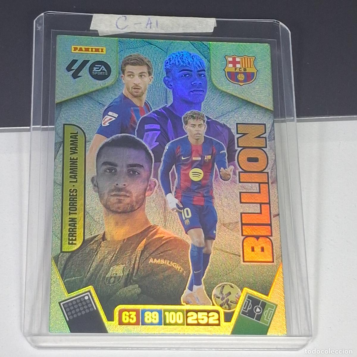 Cromos de f&uacute;tbol: C1A1 FERR&Aacute;N TORRES LAMINE YAMAL BARCELONA BAR&Ccedil;A SOBRE MOMENTUM ORO BILLION ADRENALYN 2025 2026 25 26
