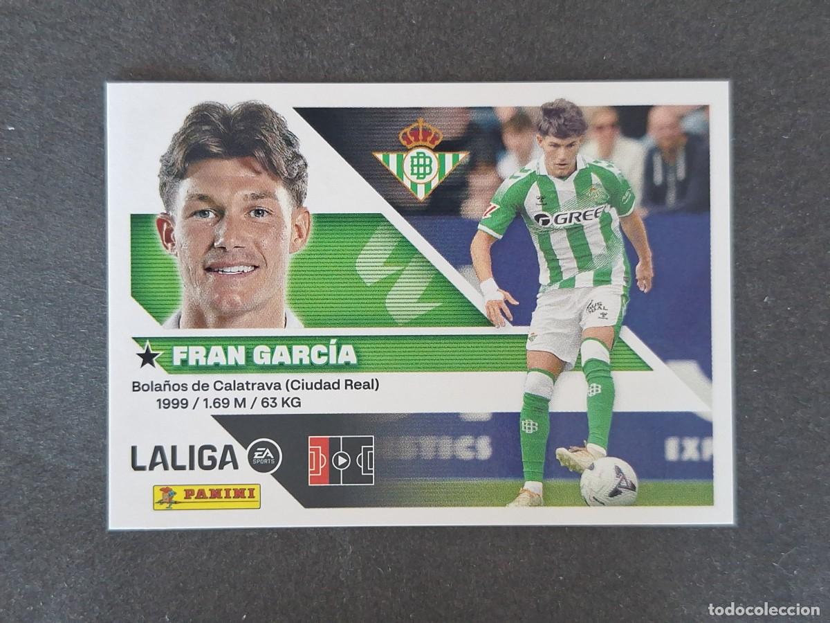 Cromos de f&uacute;tbol: L1 FRAN GARCIA REAL BETIS FICHAJE 6 LIGA ESTE 2026 2027 26 27 NUNCA PEGADO SIN PEGAR
