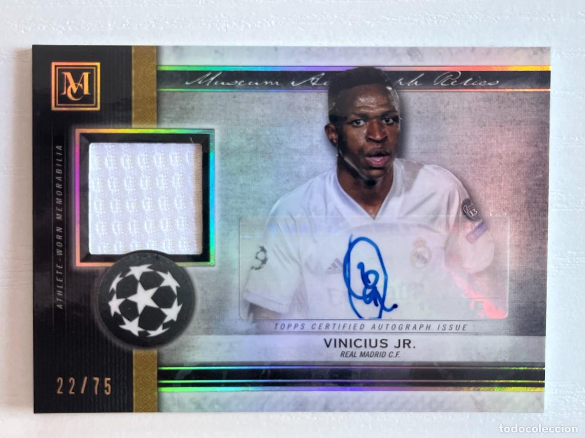 REAL MADRID Vinicius Jr AUTÓGRAFO PARCHE 2020-21 Topps Museum Relics Sapphire Auto /75 + Box